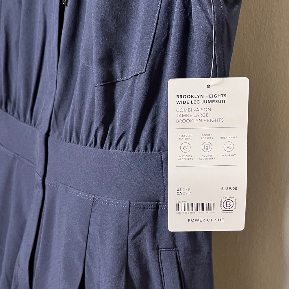 Athleta Dark Blue Sleeveless Jumpsuit - Picture 3 of 3
